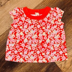 Janie and Jack Red Floral Short Sleeve Shirt Top Spring Summer Outfit 6-12m